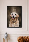 Custom pet portrait displayed on premium canvas